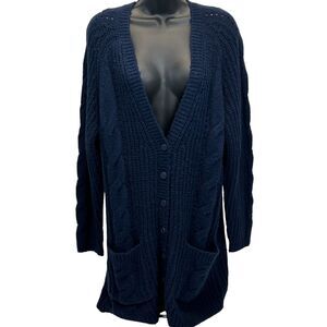 Torrid Outlander Cardigan Sweater Cable Knit Pockets Blue Womens Size 2 2X 18-20